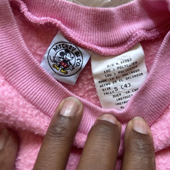 vintage little girls pink mickey and minnie mouse sweater size 4 polyester rare - Picture 2 of 3